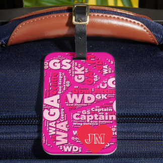 Étiquette À Bagage Netball rose personnalisé