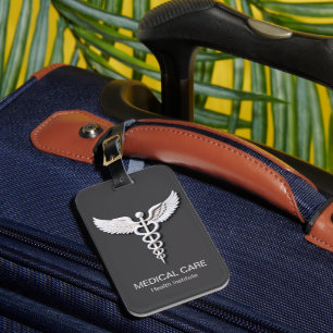 Étiquette À Bagage Nettoyer blanc détaillé Caduceus Anthracite Médica