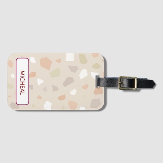 Étiquette À Bagage Neutral Terrazzo Pattern Background (Devant Horizontal)