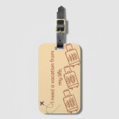 Étiquette À Bagage Neutre J'ai besoin de vacances avec valises (Devant Vertical)