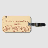 Étiquette À Bagage Neutre J'ai besoin de vacances avec valises (Devant Horizontal)