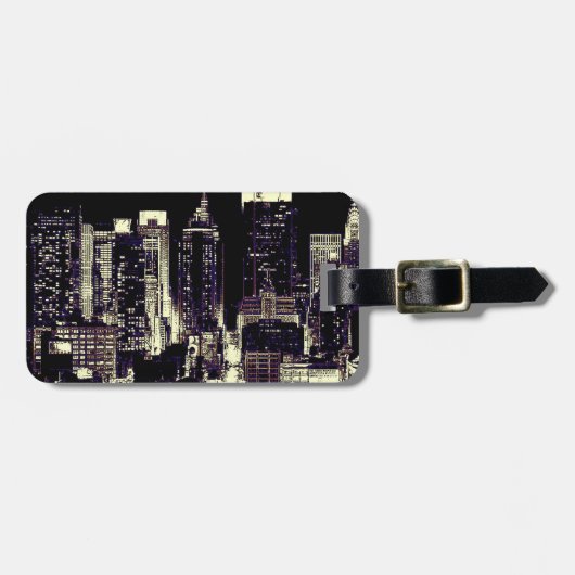 Étiquette À Bagage New York City la nuit (Devant horizontal)