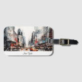 Étiquette À Bagage New York, paysage peint. (Devant Horizontal)