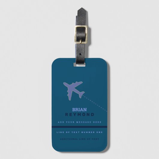 Étiquette À Bagage Nice Moderne masculin Blue air Travel (Devant Vertical)
