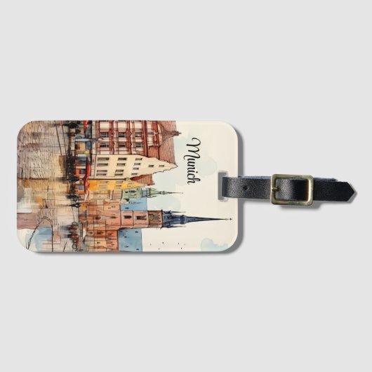 Étiquette À Bagage Nice peint Munich (Devant Horizontal)