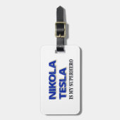 Étiquette À Bagage Nikola Tesla est mon super-héros (Devant Vertical)