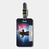 Étiquette À Bagage Ninja Chat dans l'espace. (Devant Vertical)