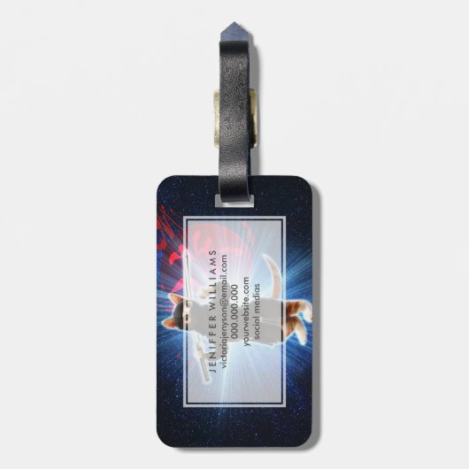 Étiquette À Bagage Ninja Chat dans l'espace. (Dos Vertical)