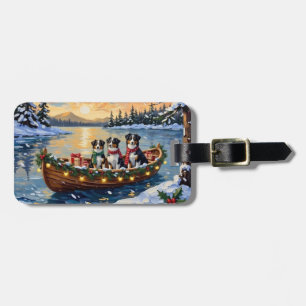 Étiquette À Bagage Noël Australien Shepherd Bateau Vacances