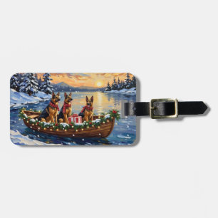 Étiquette À Bagage Noël Bateau de la fête de chien de berger allemand