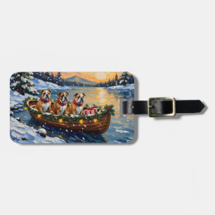 Étiquette À Bagage Noël Bateau de Noël Bulldog