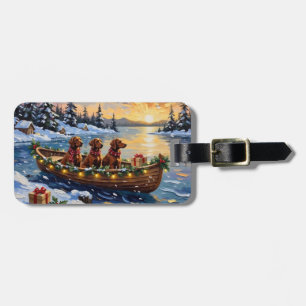 Étiquette À Bagage Noël Bateau de vacances Setter Rouge Irlandais