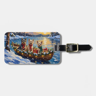 Étiquette À Bagage Noël Bateau de vacances Terrier Tibétain