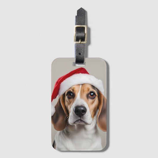 Étiquette À Bagage Noël beagle (Devant Vertical)