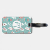 Étiquette À Bagage Noël d'hiver Mittens Motif à Mint (Dos horizontal)