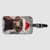 Étiquette À Bagage Noël du Labrador au chocolat (Devant Horizontal)