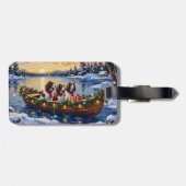 Étiquette À Bagage Noël en bateau avec Springer Spaniel (Dos horizontal)