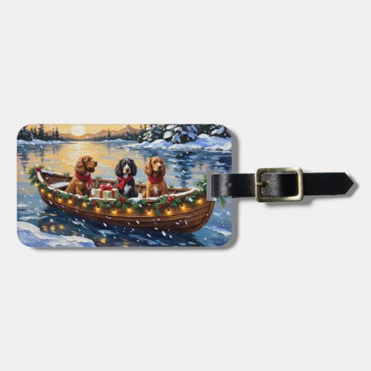 Étiquette À Bagage Noël en bateau avec un Cocker Spaniel (Devant horizontal)