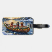 Étiquette À Bagage Noël en bateau avec un Cocker Spaniel (Dos horizontal)