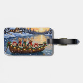 Étiquette À Bagage Noël en bateau avec Yorkipoo (Dos horizontal)