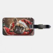 Étiquette À Bagage Noël Festif Bouledogue Français (Dos horizontal)