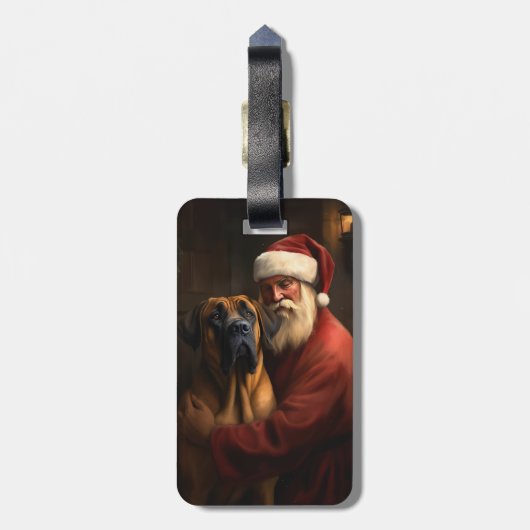 Étiquette À Bagage Noël festif Rhodesian Ridgeback Santa Claus (Dos Vertical)