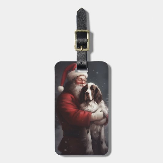 Étiquette À Bagage Noël festif Springer Spaniel Santa Claus (Devant Vertical)