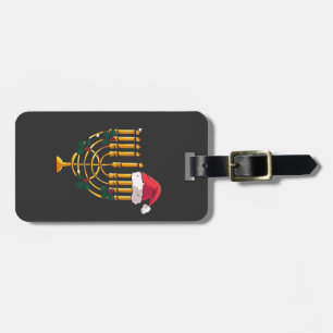 Étiquette À Bagage Noël Hanoukka Juif Père Noël Menorah