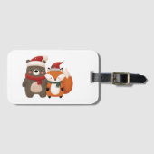 Étiquette À Bagage Noël/hiver Mignonne Ours et renard (Devant Horizontal)