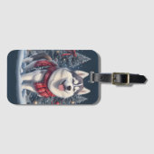 Étiquette À Bagage Noël Husky Chien magique Noël Noël Esprit de Noël (Devant Horizontal)