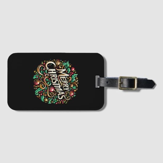 Étiquette À Bagage Noël Joyeux Noël Matin Joyeux (Devant Horizontal)