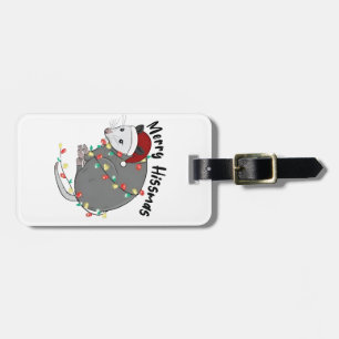 Étiquette À Bagage Noël Lumières Manger Déchets Opossum Joyeux Siffle