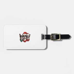 Étiquette À Bagage Noël mignon Boston Terrier Chiens Santa Hat Snowf