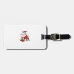Étiquette À Bagage Noël Samoyed Chien Père Noël