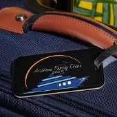 Étiquette À Bagage Noir avec CROISIÈRE FAMILIALE Orange/Bleu