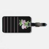 Étiquette À Bagage noir avec fleurs roses sur toutes les imprimés flo (Dos horizontal)