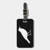 Étiquette À Bagage Noir avec une corneille blanche (Devant Vertical)