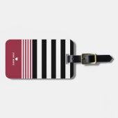 Étiquette À Bagage Noir, blanc et rayé rouge de farceur personnalisés (Devant horizontal)