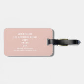 Étiquette À Bagage Noir, blanc et rose rayé Personnalisé (Dos horizontal)
