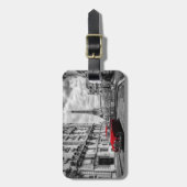 Étiquette À Bagage Noir, blanc et rouge de tour d'Eiffle (Devant Vertical)