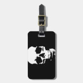 Étiquette À Bagage Noir & Blanc Pop Art Crâne Cool élégant (Devant Vertical)