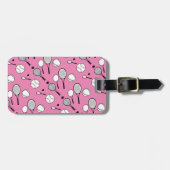 Étiquette À Bagage Noir blanc rose de tennis (Devant horizontal)