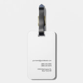 Étiquette À Bagage Noir blanc rouge écriture manuscrite Monogramme mi (Dos Vertical)