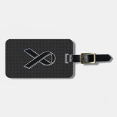 Étiquette À Bagage Noir Chrome Style Ribbon Sensibilisation (Devant horizontal)