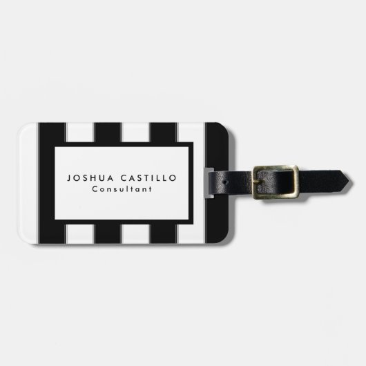 Étiquette À Bagage Noir clair rayé professionnel (Devant horizontal)