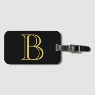 Étiquette À Bagage Noir couleur or Monogramme professionnel Calligrap