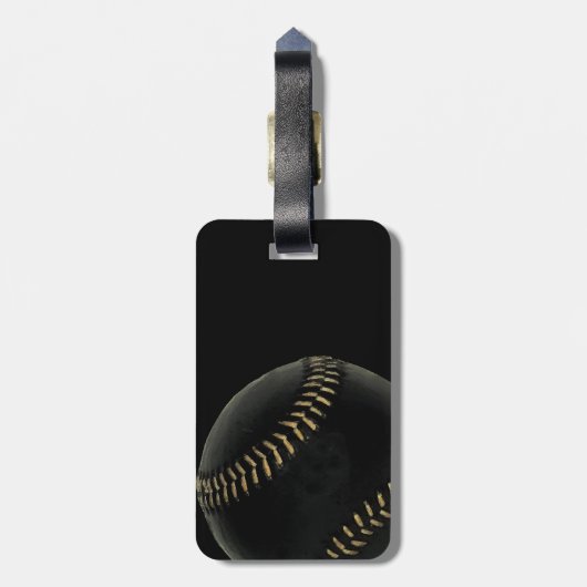 Étiquette À Bagage Noir de baseball (Dos Vertical)