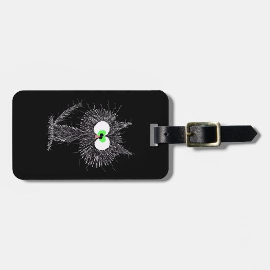 Étiquette À Bagage Noir de chat confus (Devant horizontal)