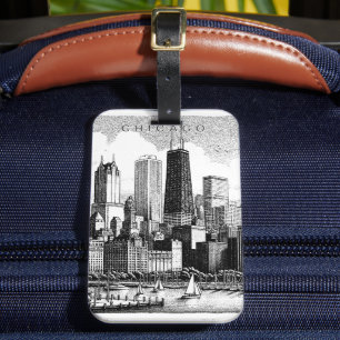 Étiquette À Bagage Noir de Chicago