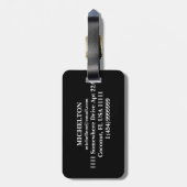Étiquette À Bagage Noir de marbre doré personnalisé (Dos Vertical)